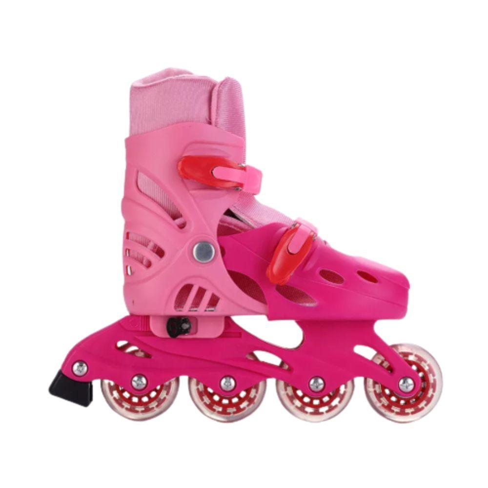 Patines Rollers Linea con Casco y Rodilleras Rosa 35-38-2