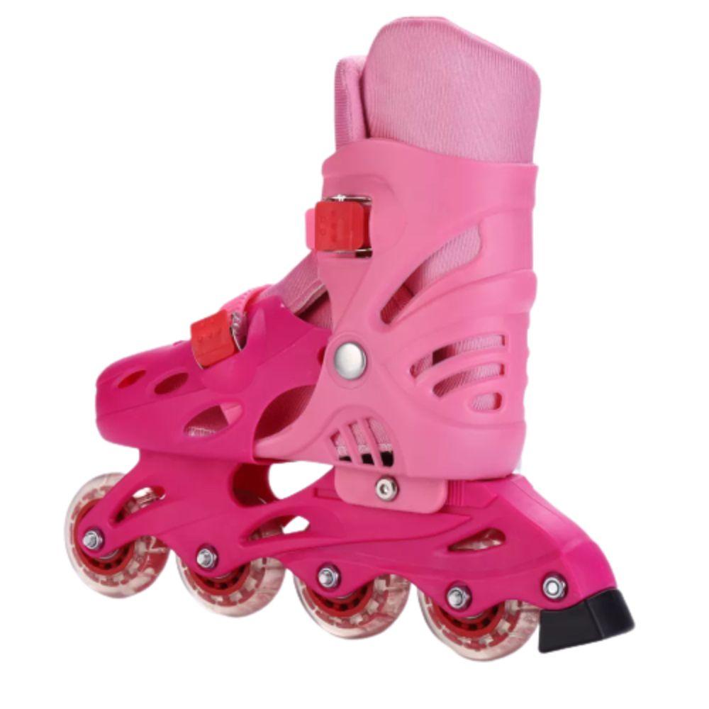 Patines Rollers Linea con Casco y Rodilleras Rosa 35-38-3