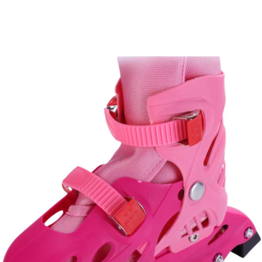 Patines Rollers Linea con Casco y Rodilleras Rosa 35-38-4