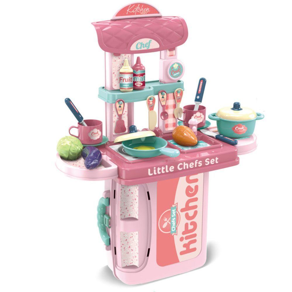Maletin Cocina de Juguete Little Chef 3en1 Rosa-1