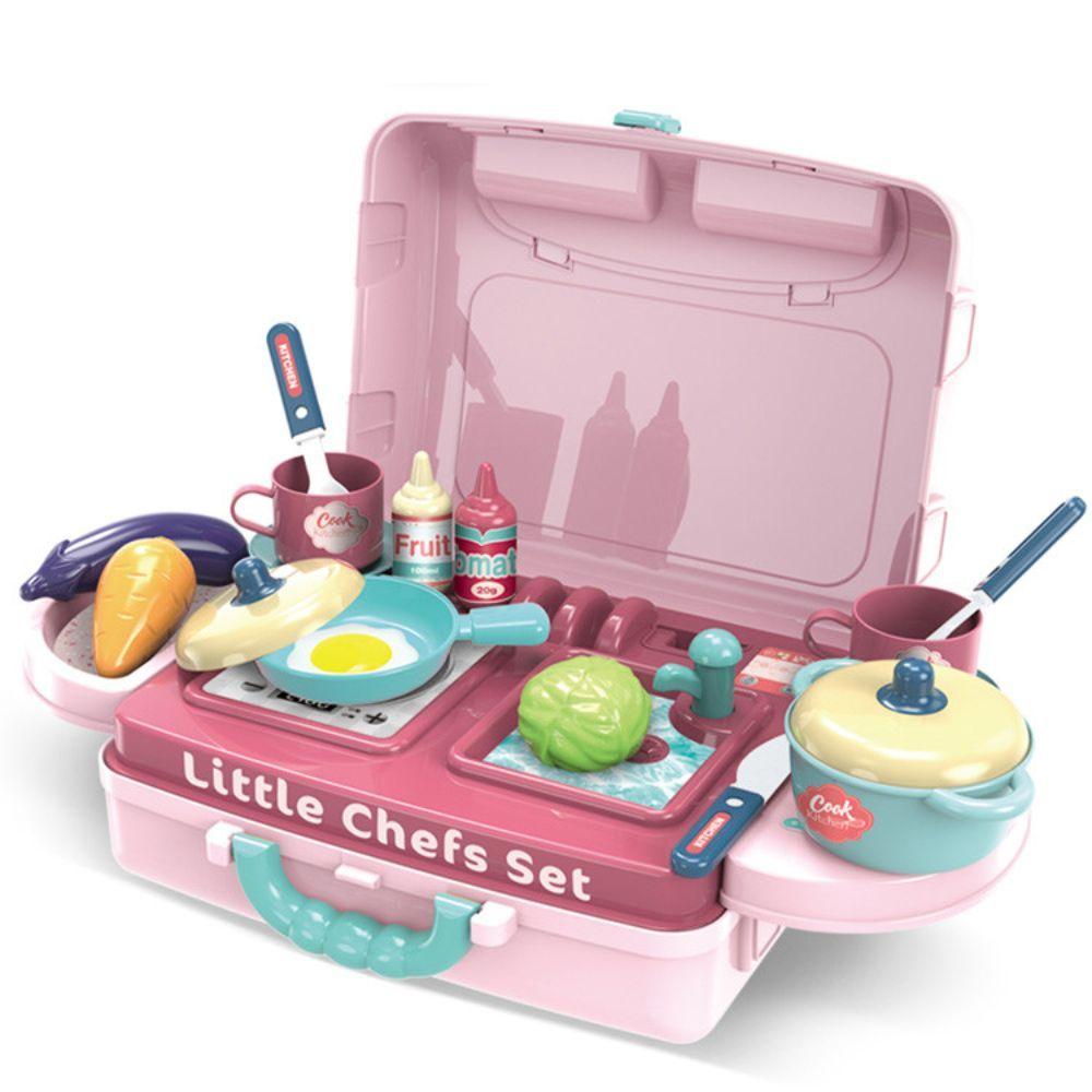 Maletin Cocina de Juguete Little Chef 3en1 Rosa-2