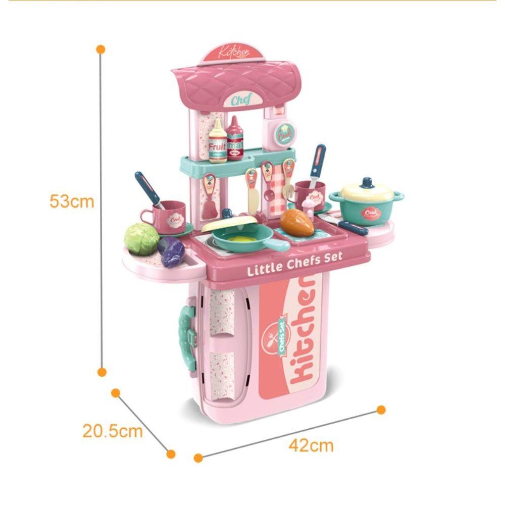 Maletin Cocina de Juguete Little Chef 3en1 Rosa-3