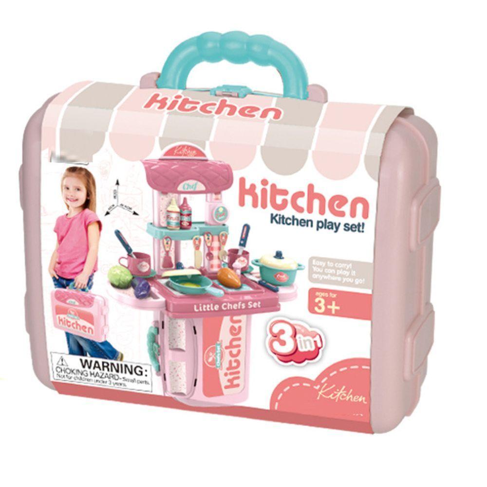 Maletin Cocina de Juguete Little Chef 3en1 Rosa-5