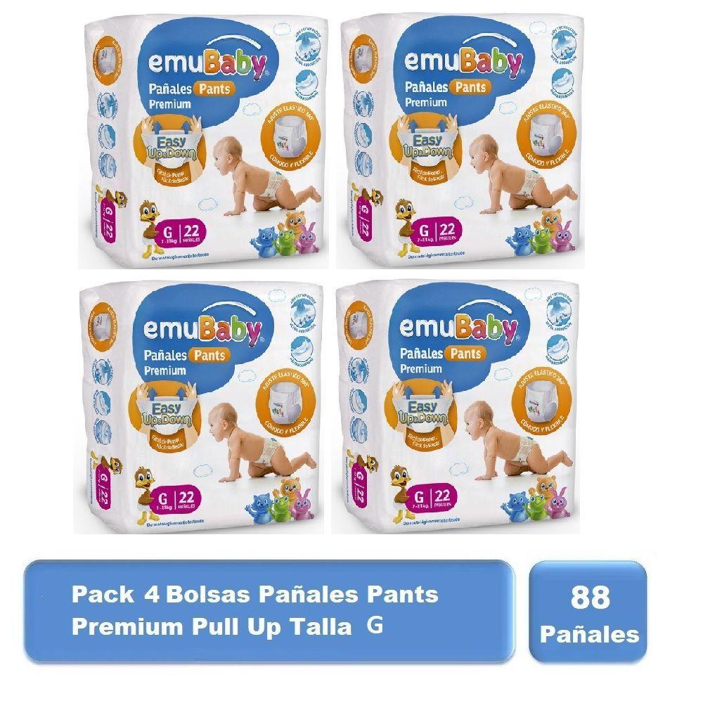 Pack 88u Pañales Pants Premium PullUp Talla G EmuBaby-0