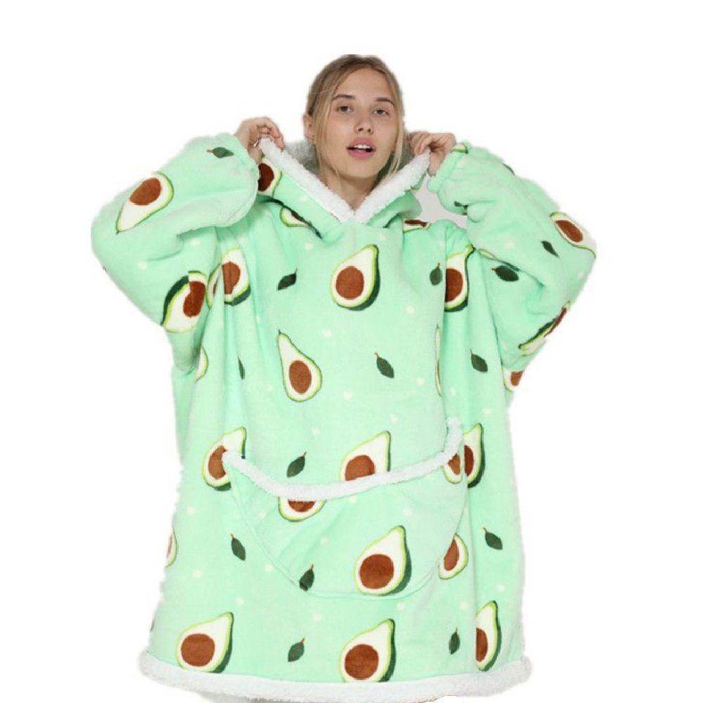 Manta con Capucha Suave Poncho Poleron Adulto Palta-0