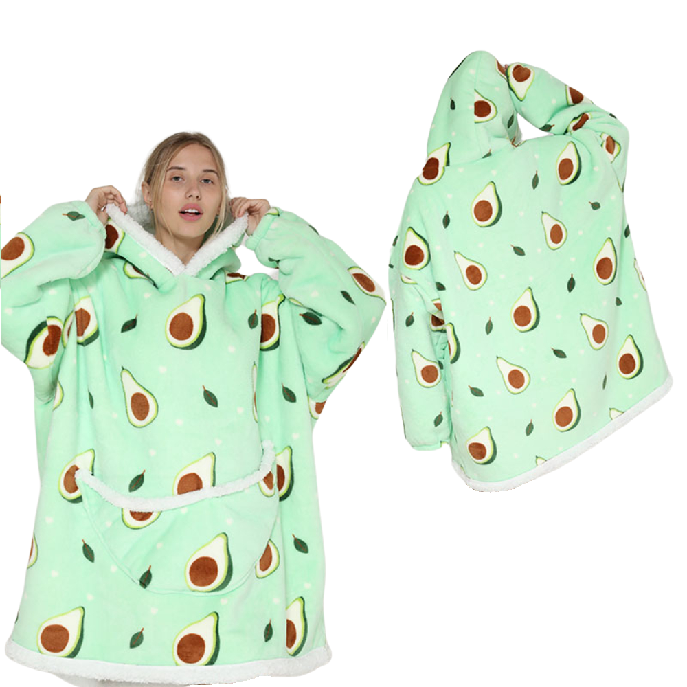 Manta con Capucha Suave Poncho Poleron Adulto Palta-2