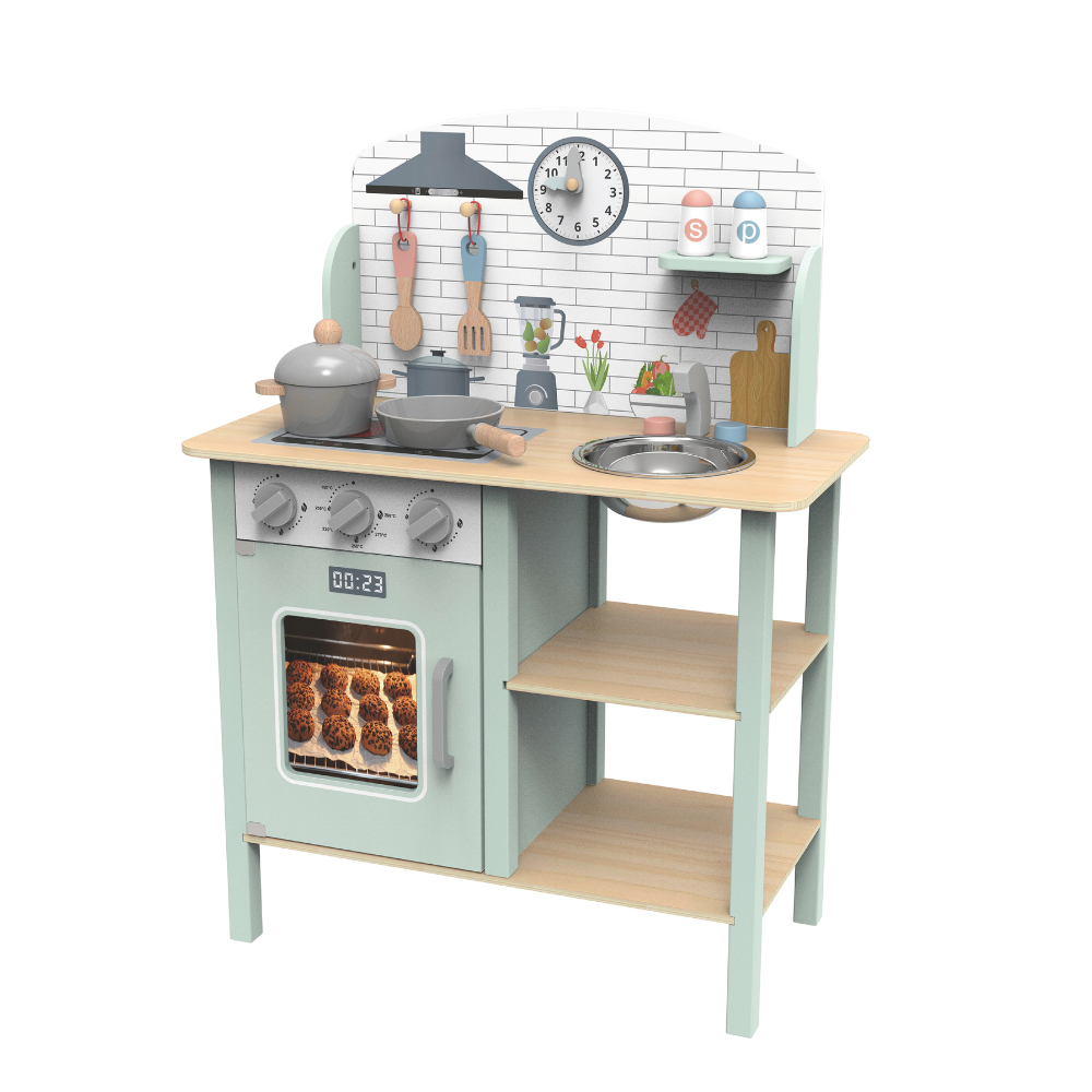 Cocina de Juguete de Madera Realista con Horno y Accesorios-0