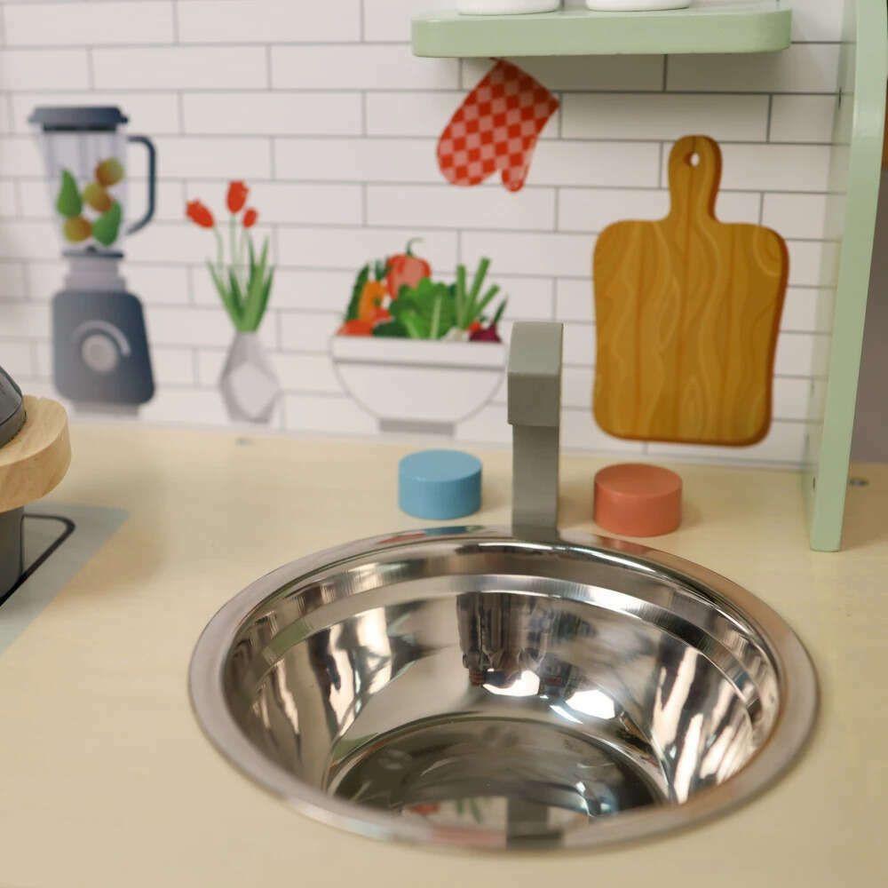 Cocina de Juguete de Madera Realista con Horno y Accesorios-1