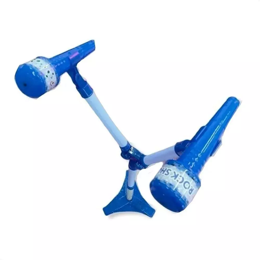 Micrófono Karaoke Infantil Doble con Luces Azul-1