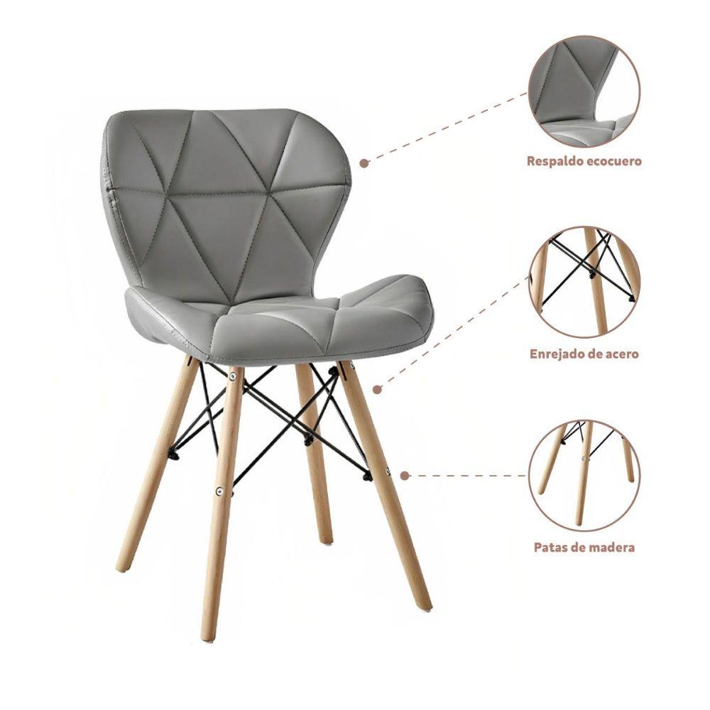 Silla Radar Acolchada Ecocuero Gris-2