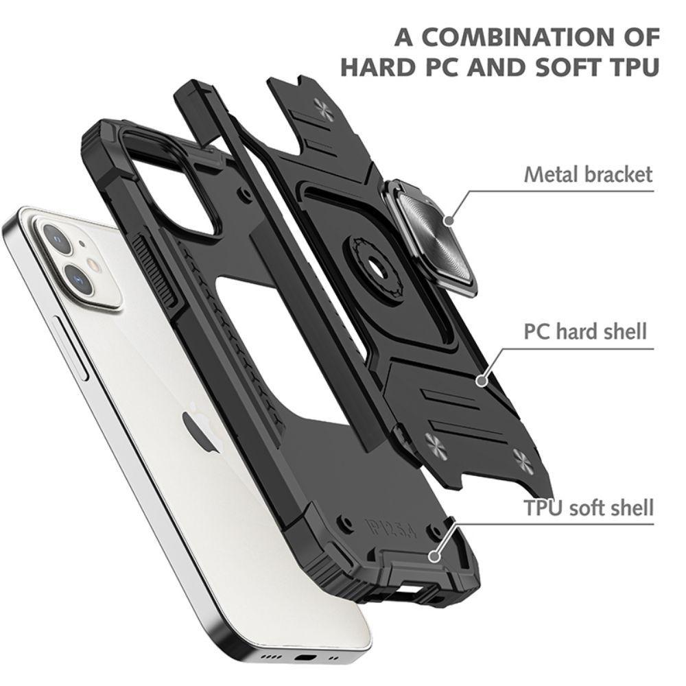 Carcasa Antishock Anillo Negra + Lámina Compatible iPhone 12-5