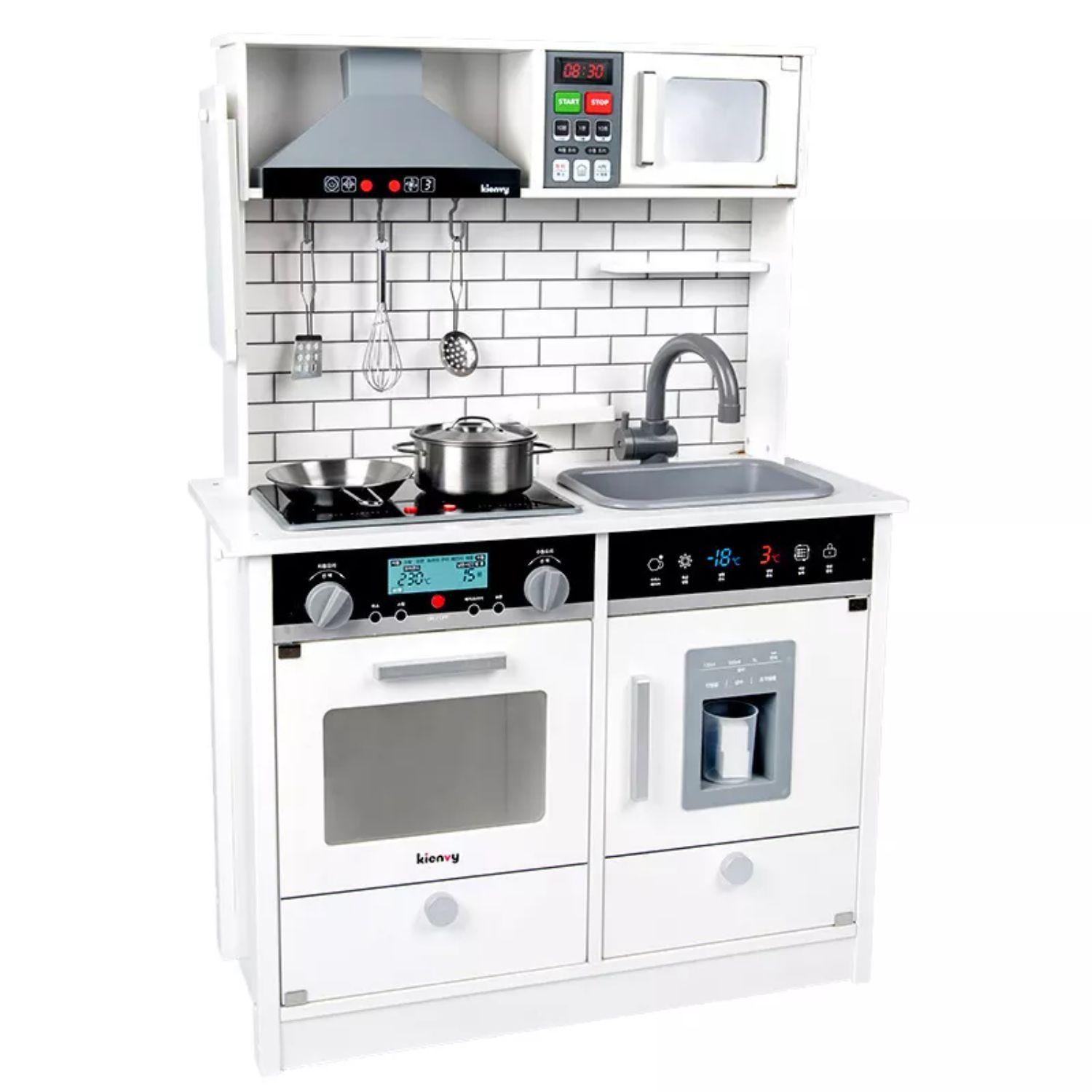 Cocina Juguete Realista Luces Sonidos Madera Blanca Spacezat-0