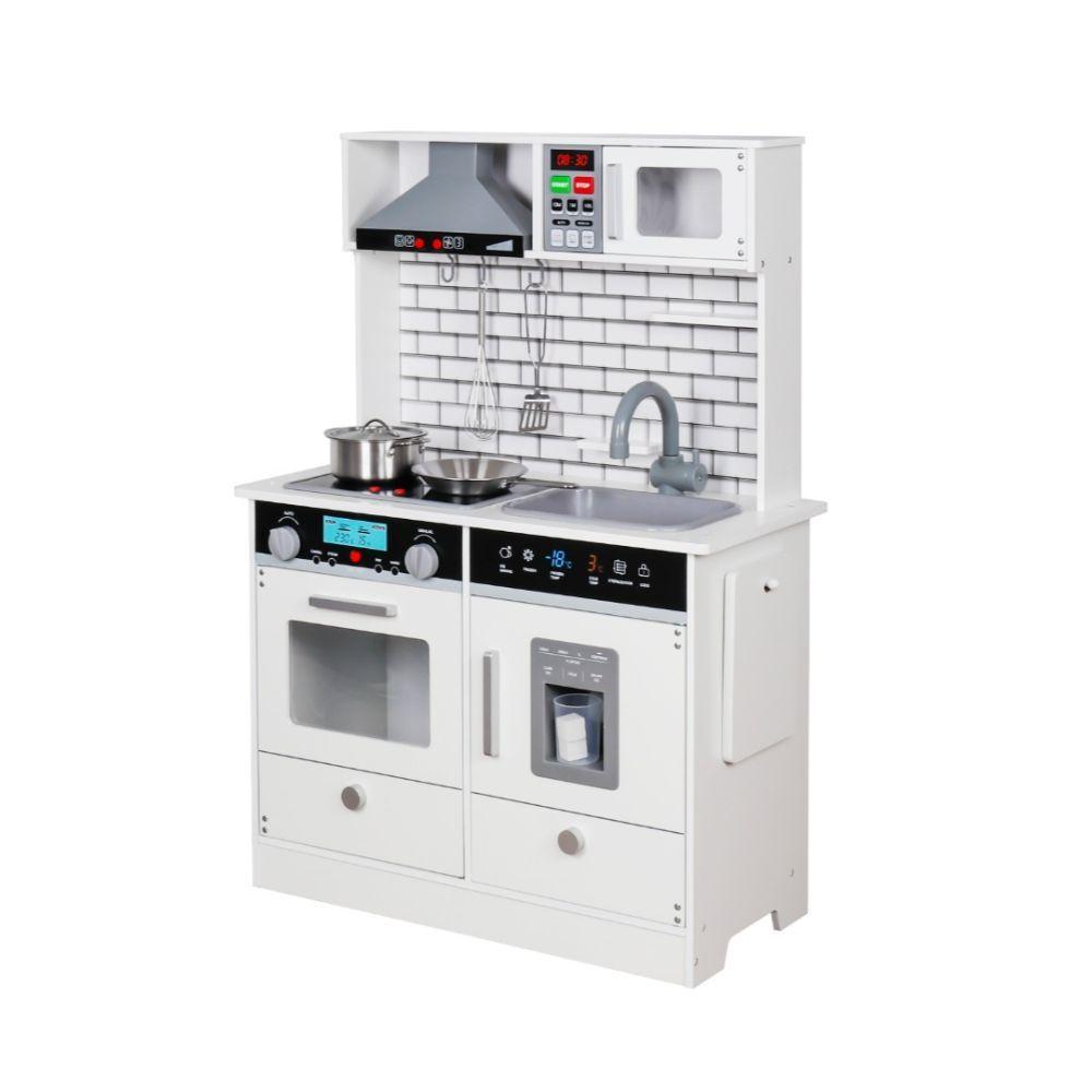 Cocina Juguete Realista Luces Sonidos Madera Blanca Spacezat-2