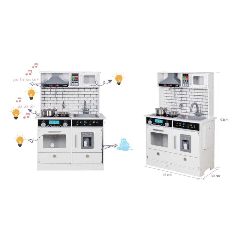 Cocina Juguete Realista Luces Sonidos Madera Blanca Spacezat-4