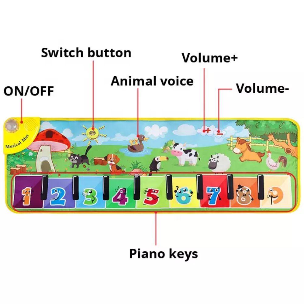 Alfombra de Baile Piano Musical Tapete Animalitos Spacezat-5