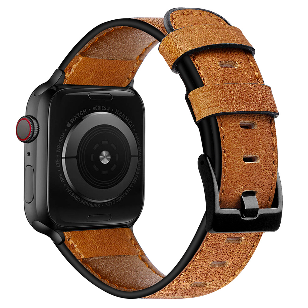 Correa Compatible con Apple Watch 100% Cuero Cafe 42/44mm-1