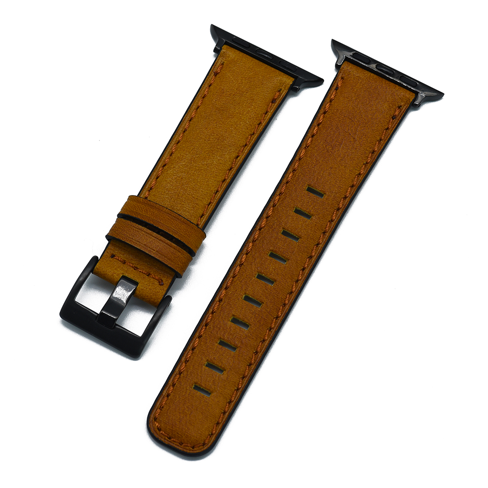 Correa Compatible con Apple Watch 100% Cuero Cafe 42/44mm-2