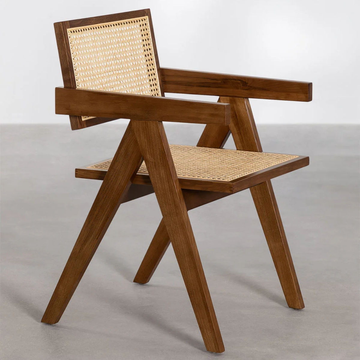 Silla de Comedor Chandigarh Madera y Ratán Natural Marrón-2