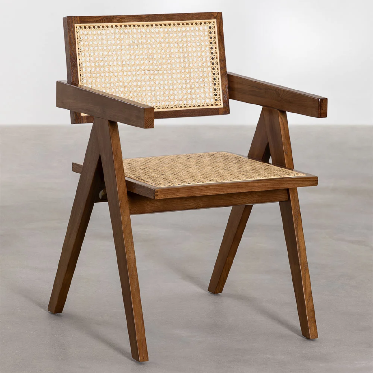 Silla de Comedor Chandigarh Madera y Ratán Natural Marrón-3