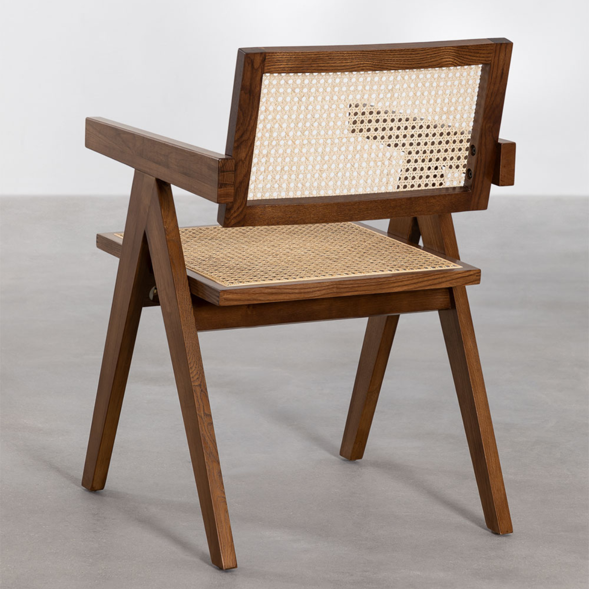 Silla de Comedor Chandigarh Madera y Ratán Natural Marrón-4