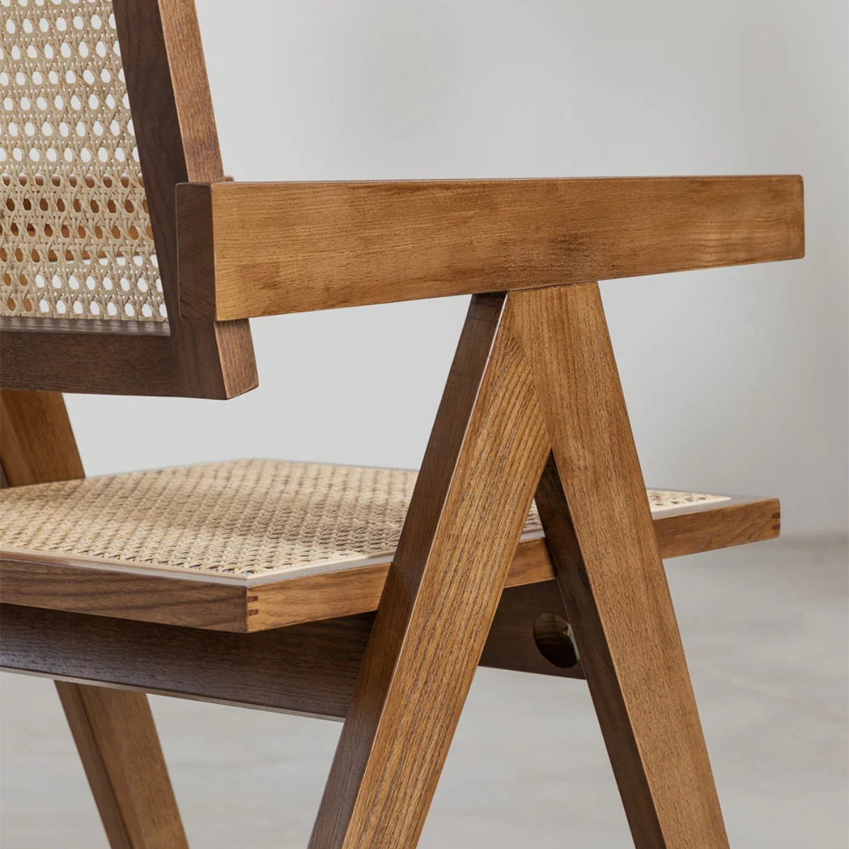 Silla de Comedor Chandigarh Madera y Ratán Natural Marrón-5