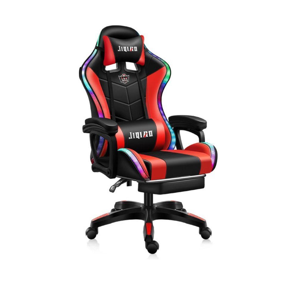 Silla Gamer con Luces y Reposa Pies Rojo-0