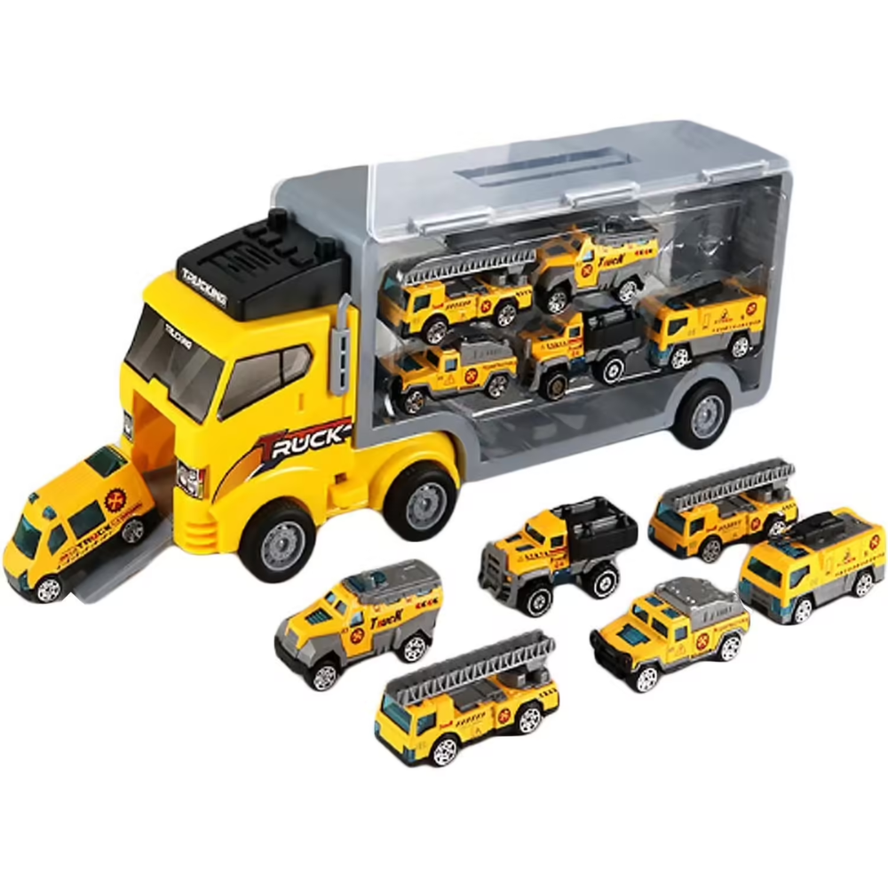 Camión Transportador con Seis Camiones de Construcción-0