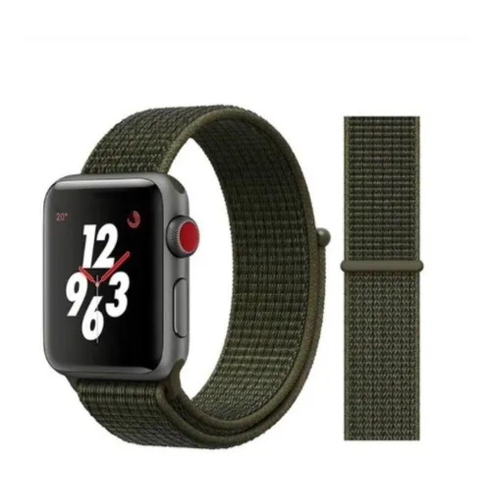 Correa Compatible c/ Apple Watch Nylon Velcro 38/40mm Verde-3
