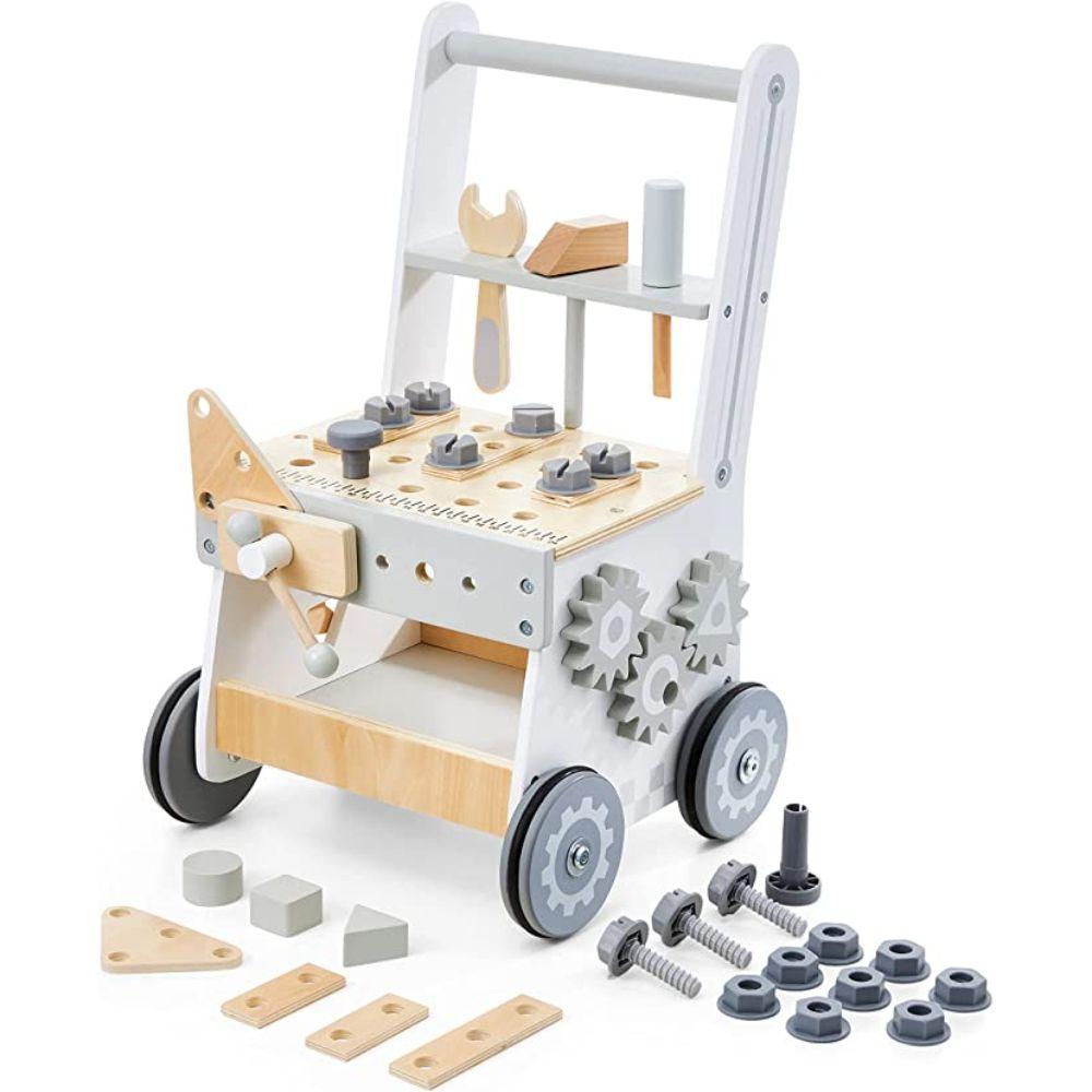 Correpasillo Andador Madera con Herramientas Celeste-0