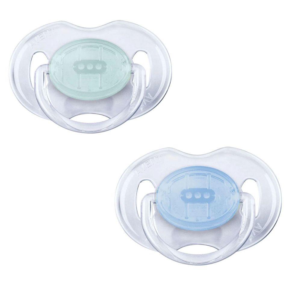 Pack 2 Chupetes Avent Classic 0 a 6m Azul y Verde-0