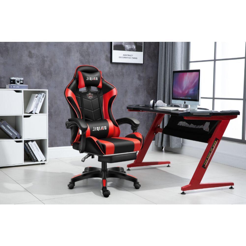 Silla Gamer Pro Ajustable con Reposapies Roja-1