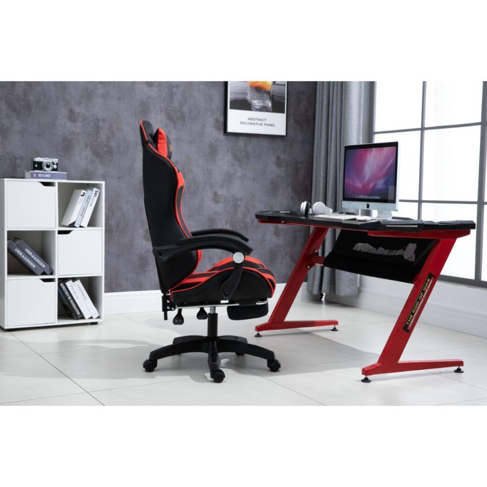 Silla Gamer Pro Ajustable con Reposapies Roja-2