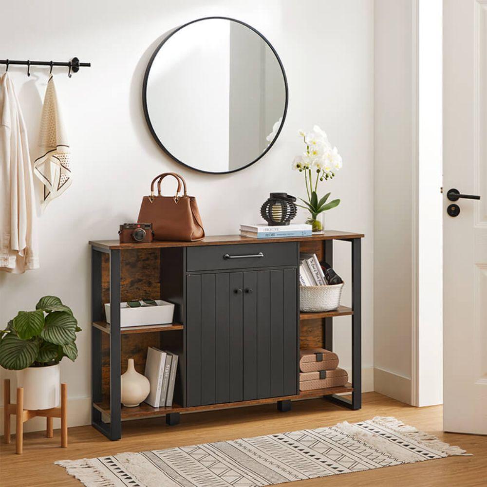 Mueble Aparador Buffet Fierro Negro y Madera Linsell-1