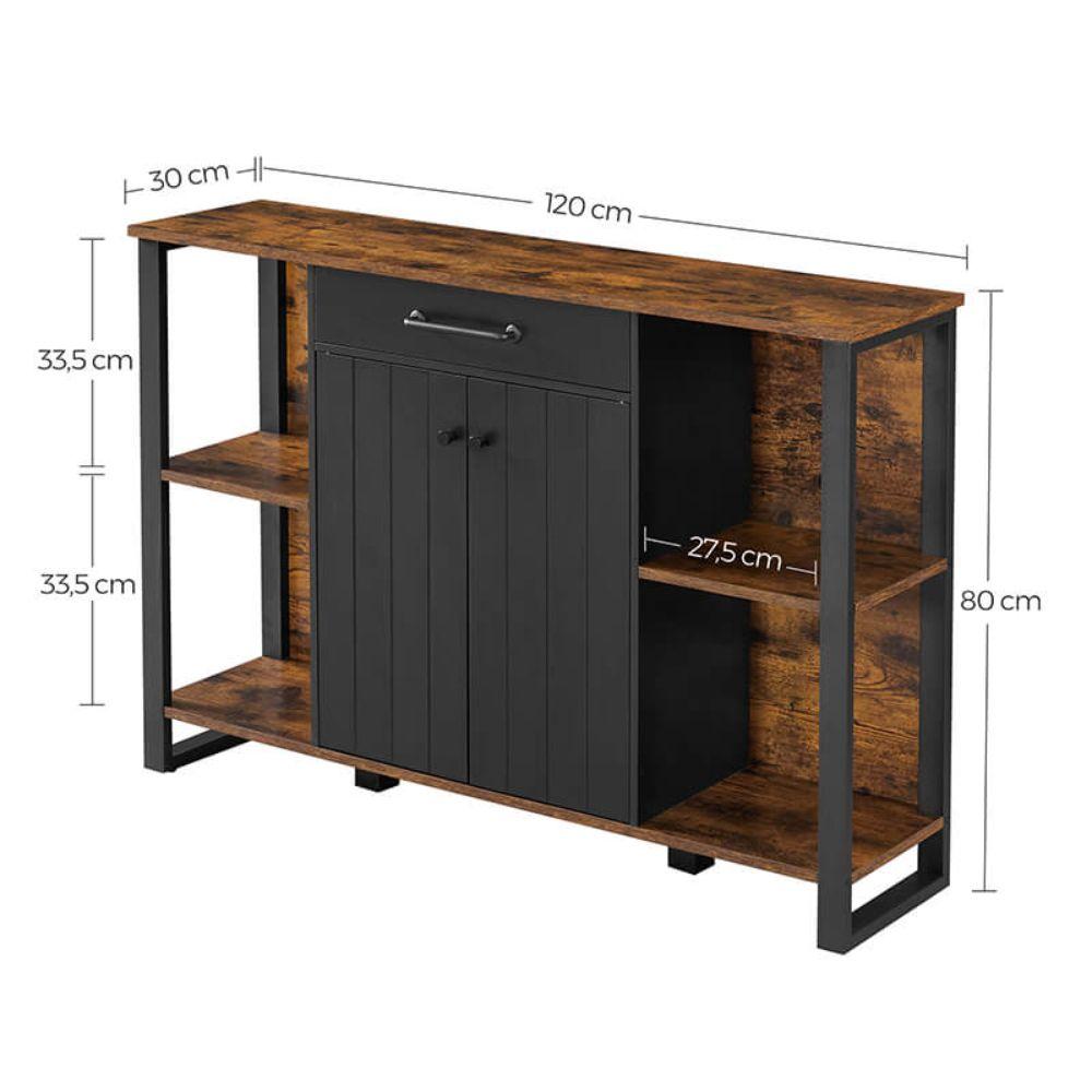 Mueble Aparador Buffet Fierro Negro y Madera Linsell-2