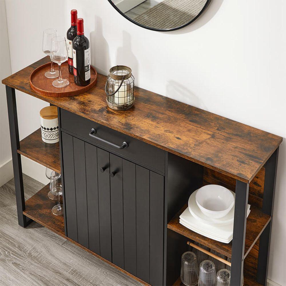 Mueble Aparador Buffet Fierro Negro y Madera Linsell-4