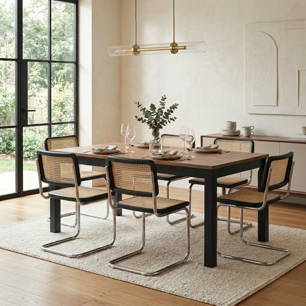 Set de 2 Sillas Breuer Madera y Ratán Negra-3