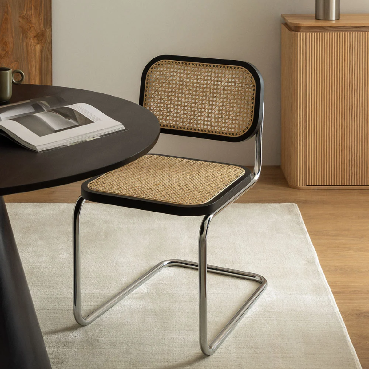 Set de 2 Sillas Breuer Madera y Ratán Negra-9