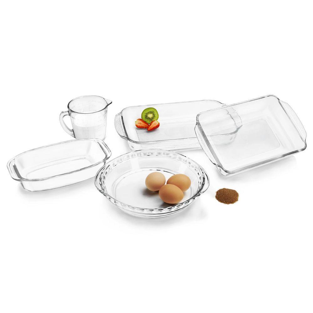 Set 5 Fuentes y Asaderas de Vidrio para Horno-1