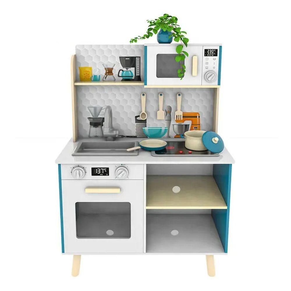 Cocina de Madera Juguete Realista Luces y Sonidos 60x30x90cm-0