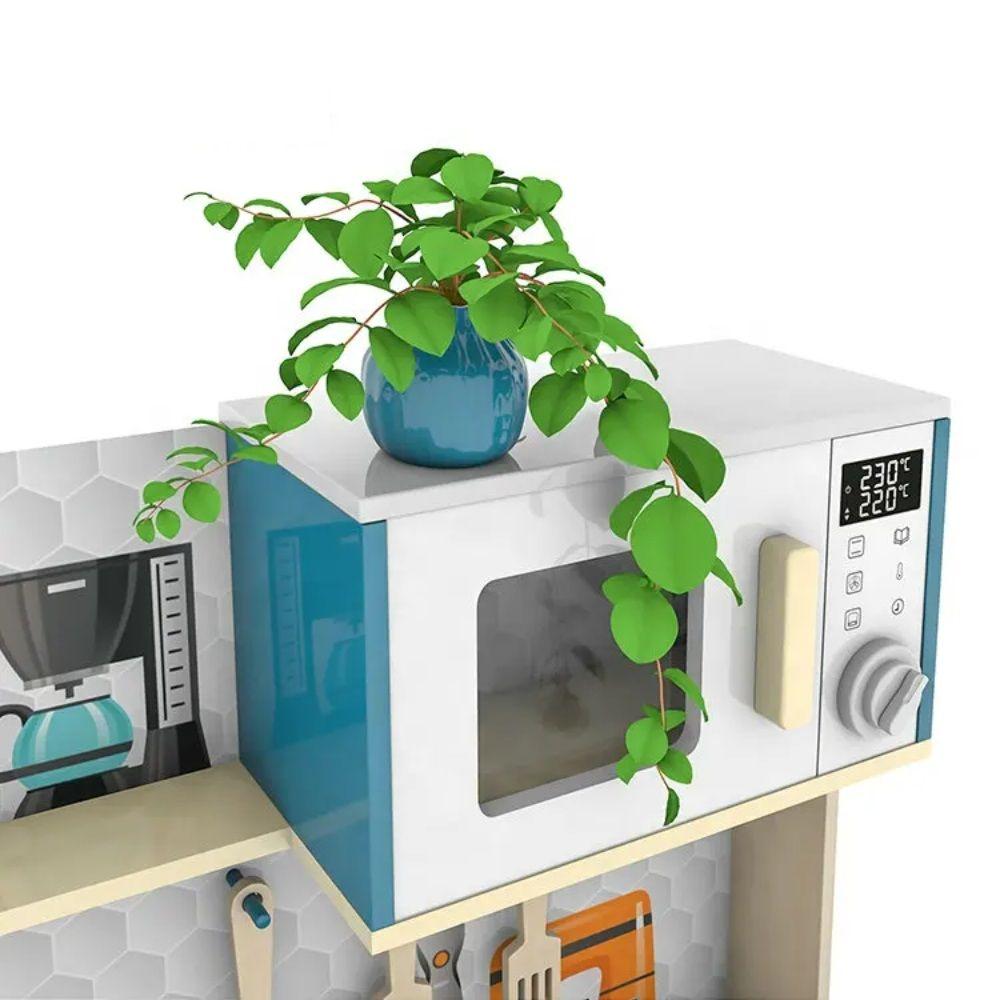 Cocina de Madera Juguete Realista Luces y Sonidos 60x30x90cm-4