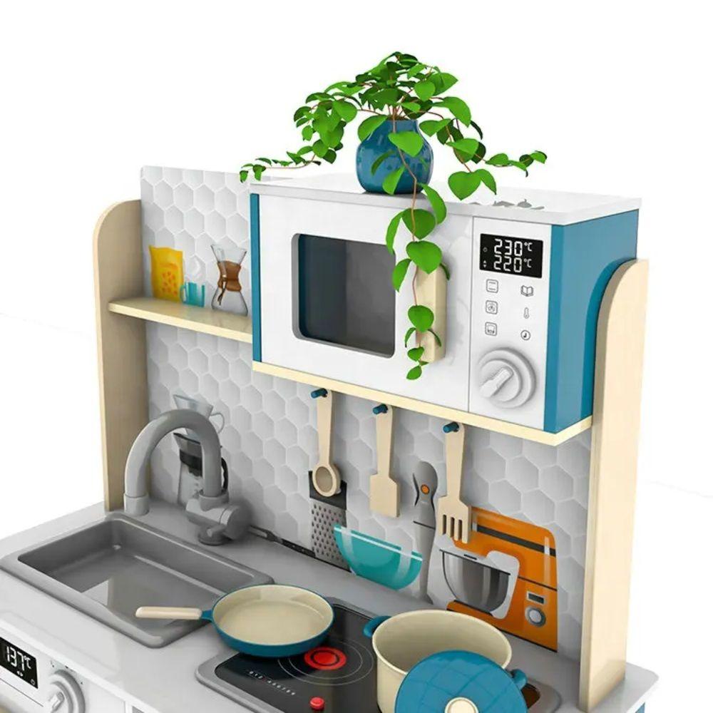 Cocina de Madera Juguete Realista Luces y Sonidos 60x30x90cm-5