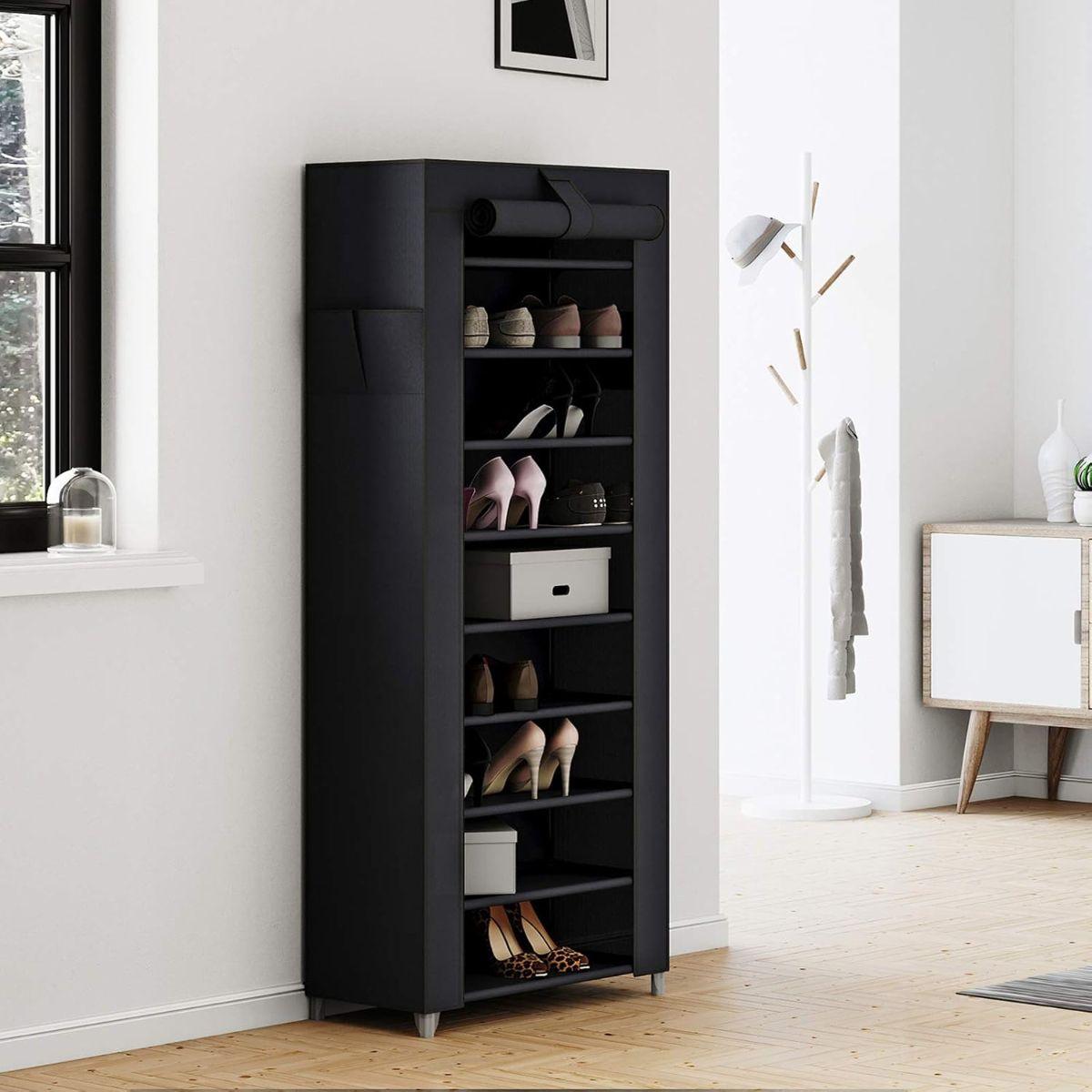 Organizador de Zapatos de Tela Negro 10 Niveles Abisko-1