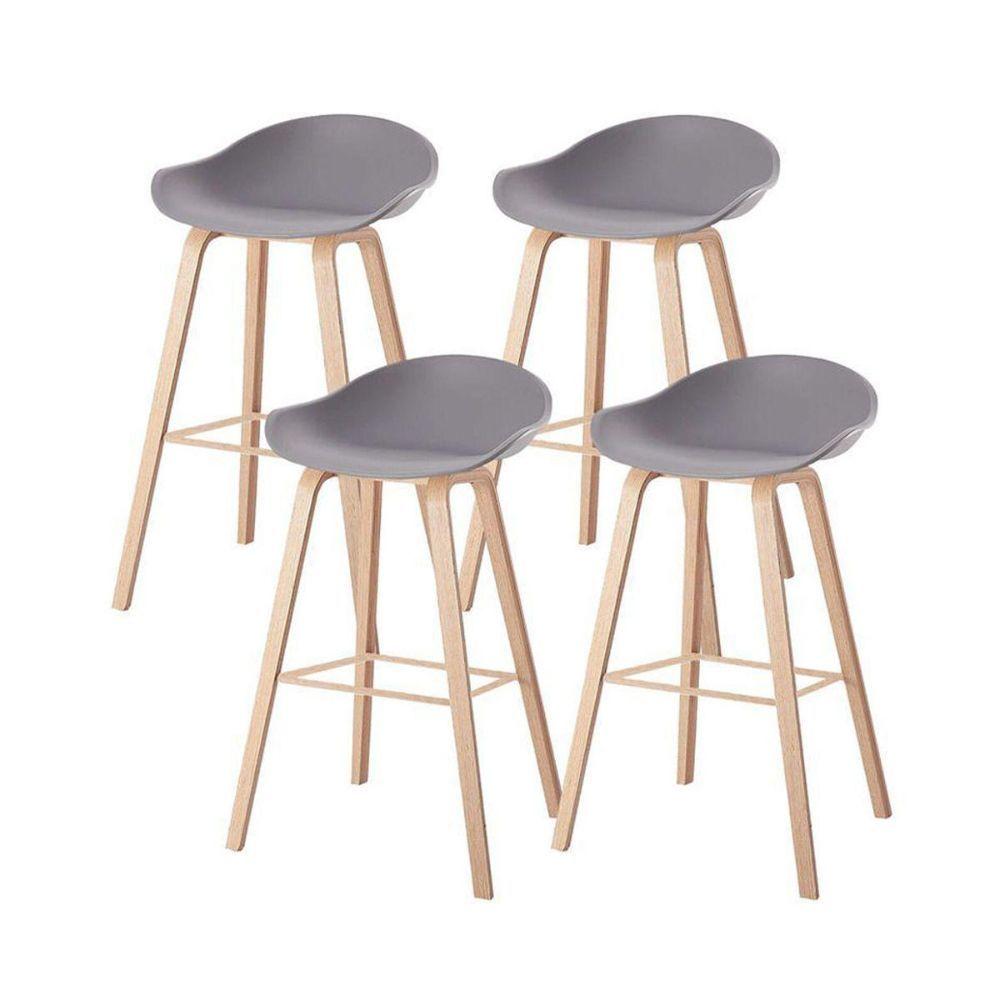 Pack 4 Taburetes Sillas Bar Nordic Gris-1