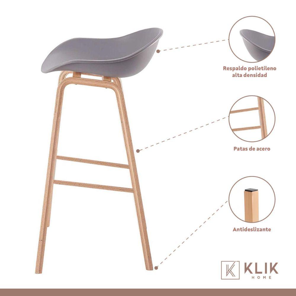 Pack 4 Taburetes Sillas Bar Nordic Gris-2