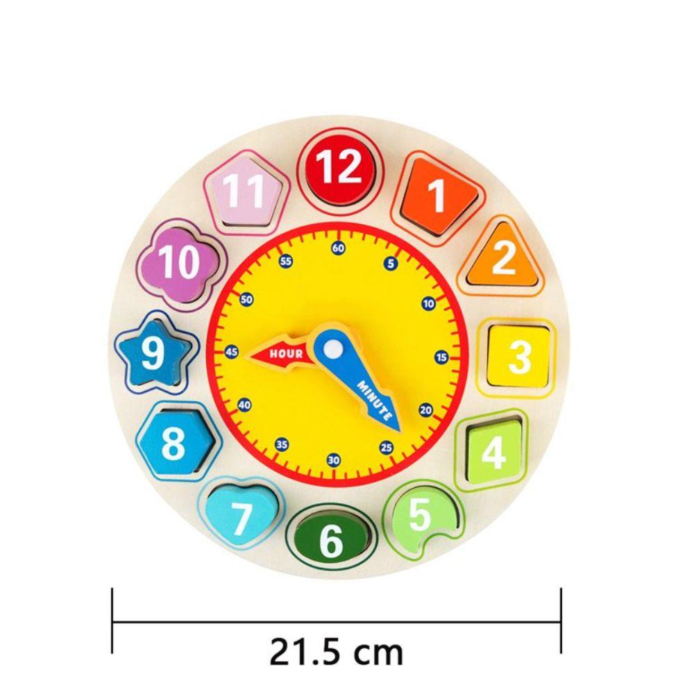 Reloj de Madera Encaje Figuras Juguete Montessori 12 Piezas-1