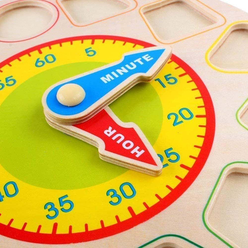 Reloj de Madera Encaje Figuras Juguete Montessori 12 Piezas-5