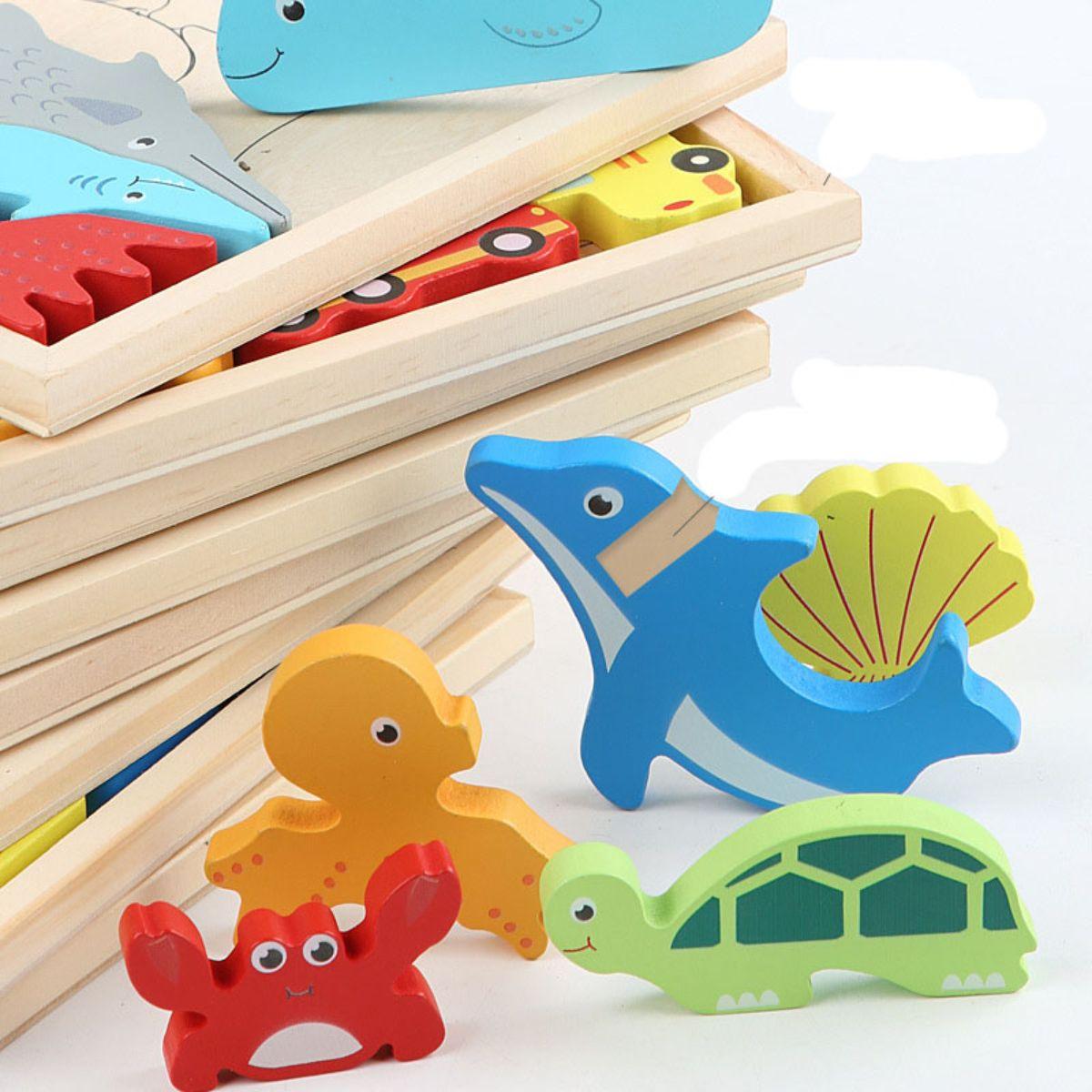 Set de 4 Puzzles de Madera Encaje-5