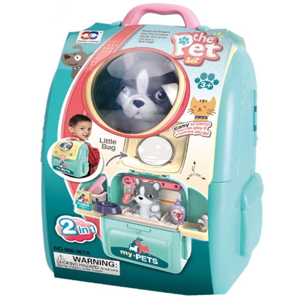 Mochila Set Mis Mascotas de Juguete Celeste 2en1-2