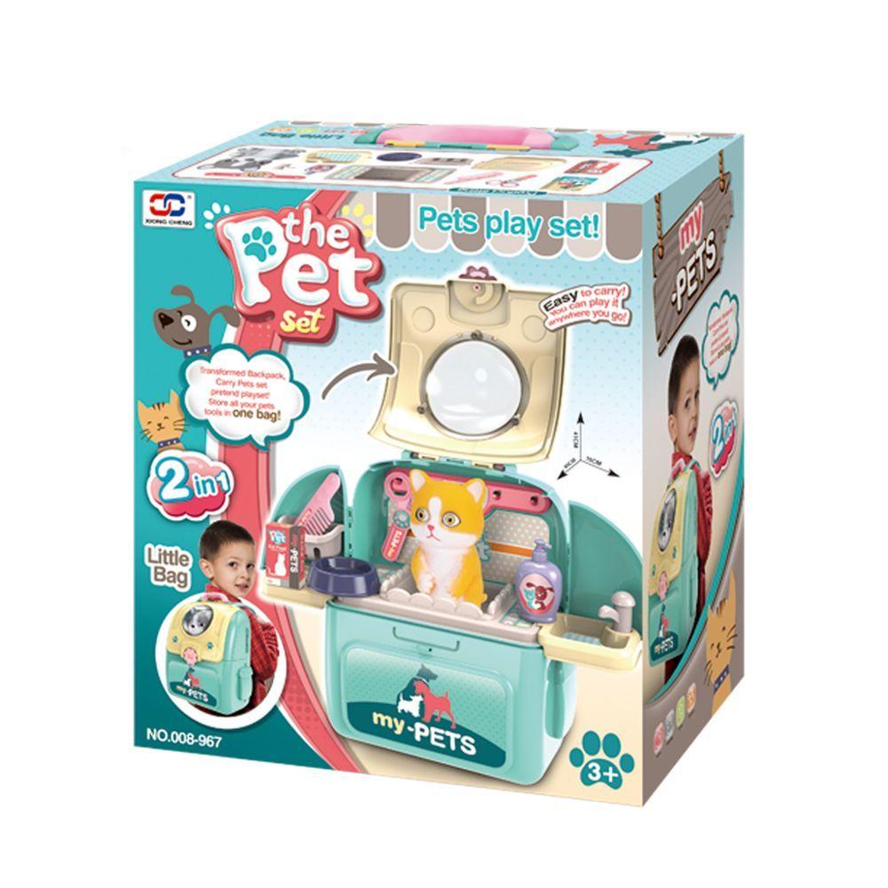 Mochila Set Mis Mascotas de Juguete Celeste 2en1-5