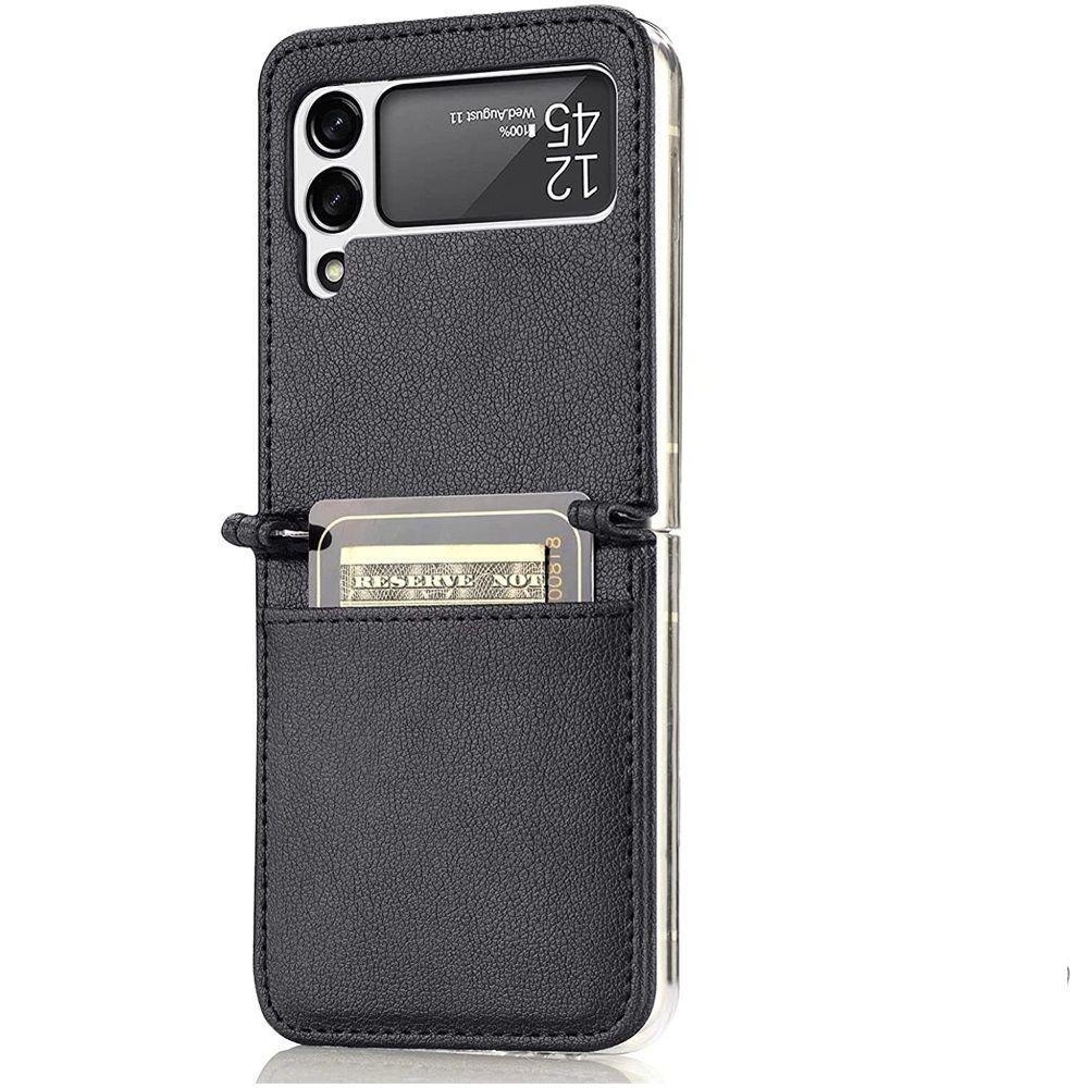 Carcasa Cuero Tpu Negra Compatible Samsung Z Flip 3 + Lámina-0